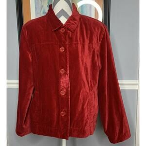 Vtg Erin London Red Velvet Button Up Jacket Women’s L
